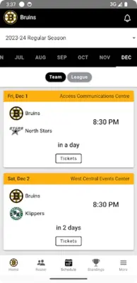 Bruins android App screenshot 2